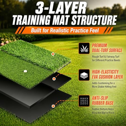 Premium Golf Hitting Mat, 10mm Foam Padding - Image 7