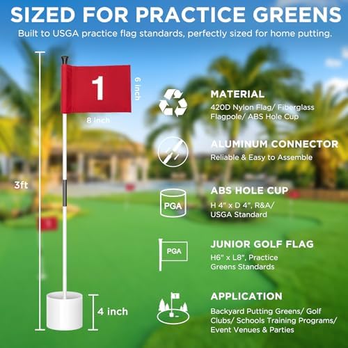 KINGTOP 3 ft Golf Flagstick and Hole Cup Sets - Image 2