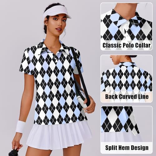 PINSPARK Women's Golf Shirt UPF 50+ Polo Shirts Short Sleeve Tennis Tops - Image 5