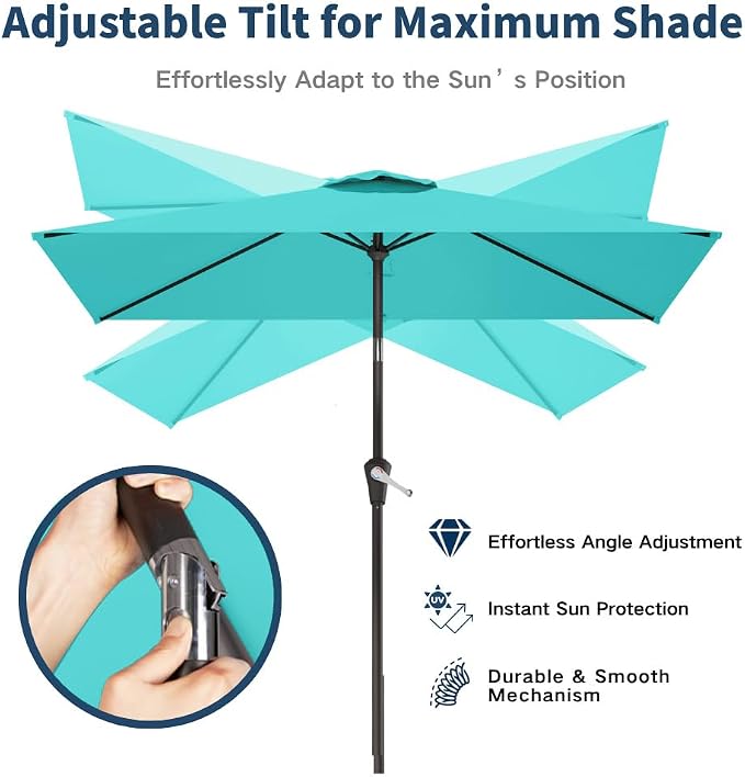 6.5' x 10' Rectangular Patio Umbrella Large Outdoor Market Umbrella w/UV - Image 3