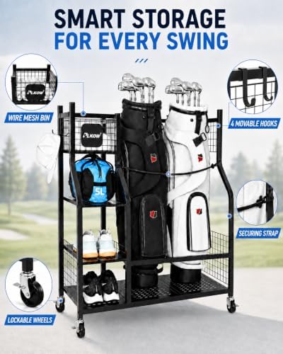 PLKOW Golf Bag Storage Rack for Garage, Golf Equipment Organizer - Image 3
