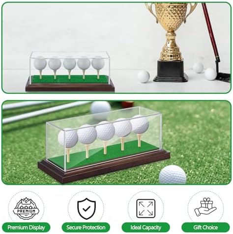 Golf Ball Display Case 5 Balls, Acrylic Wooden Base - Image 5