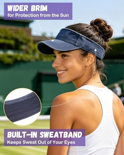 IYEBRAO 3 Pack Sun Visor Hat Sport Vintage Washed Adjustable Cotton Empty Top - Image 3