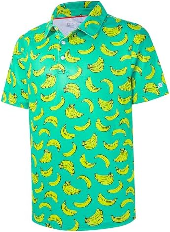Mens Golf Shirt Short Sleeve Dry Fit Print Moisture Wicking Performance by FTFENTENG