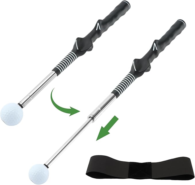 Golf Swing Practice Stick – Retractable Aid: Fix Rhythm Fast, Stop Slicing/Hooking, Indoor/Outdoor Use | Skip Frustration, Boost Consistency (Right-Handed)