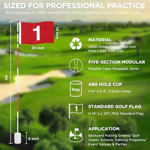 KINGTOP 6 ft Golf Flagstick Sets, 5-Section - Image 2