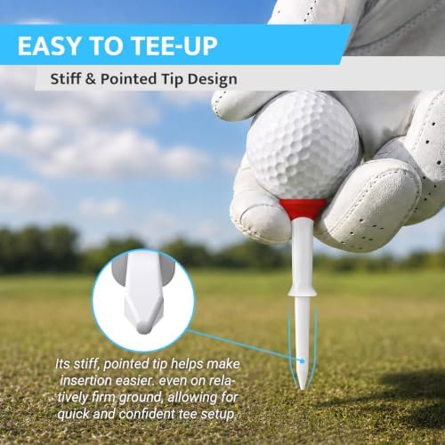 Soft Rubber Head Golf Tees 3-1/4'', 15 Pack Step Golf Tees, Fixed Height - Image 6