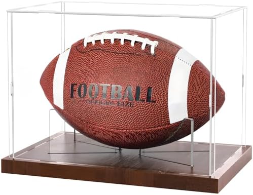 Fitense Full Size Acrylic Football Display Case Solid Wood Base by Fitense