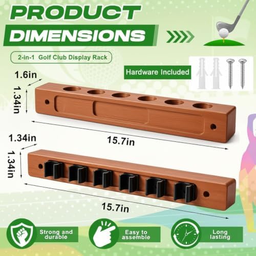 Xuhal 2Pcs Wall Mount Golf Club Display Rack Golf Ball Holder - Image 2