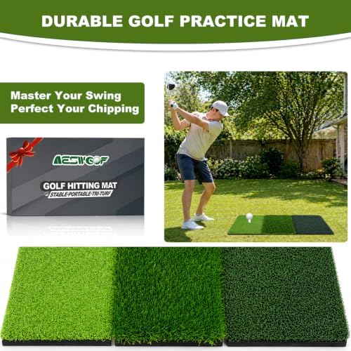 Foldable Tri-Turf Golf Hitting Mat, Non-Slip & Durable Outdoor Practice Mat - Image 2