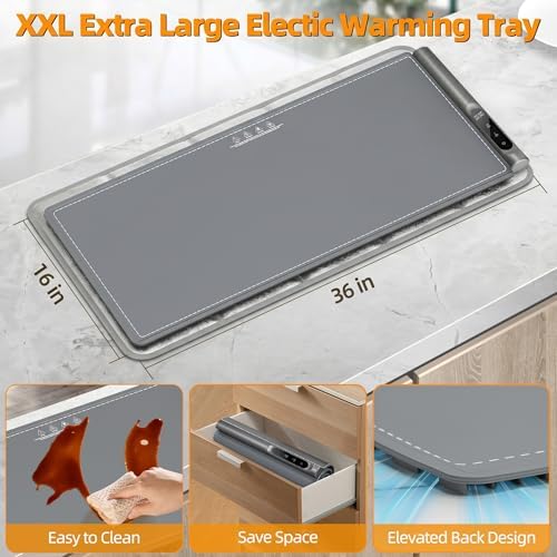 Newise Warming Mat for Food, 6 Temp & Timer, Extra Large 36”x 16" - Image 3