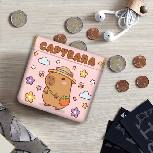 Peacoblue Cute Capybara Coin Purse, PU Leather Squeeze Pouch 4PCS - Image 6