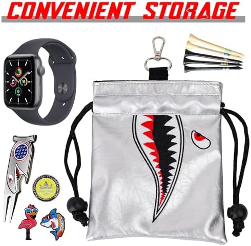 Craftsman Golf Shark Leather Valuable Drawstring Pouch Golf Tee Bag Ball Bag - Image 4