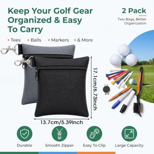 2PCS Golf Tee Pouch, Nylon Zipper Golf Accessory Bag - Image 2