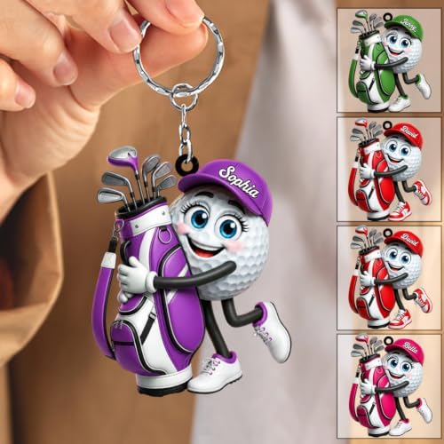 Hugging Golf Bag Funny Golf Ball Keychain - Image 2