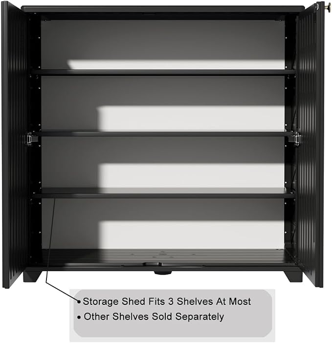 KINYING Outdoor Storage Cabinet Waterproof, 60 Gallon Resin Outdoor Storage Shed - Image 6