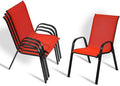 Stackable Patio Chairs Set of 1/2/4, Heavy Duty Metal Frame & Teslin Fabric by Unknown