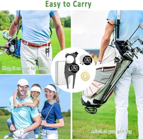 Golf Divot Tool with 2 Personalized Letter Ball Marker, 2 Magnetic Clip - Image 6