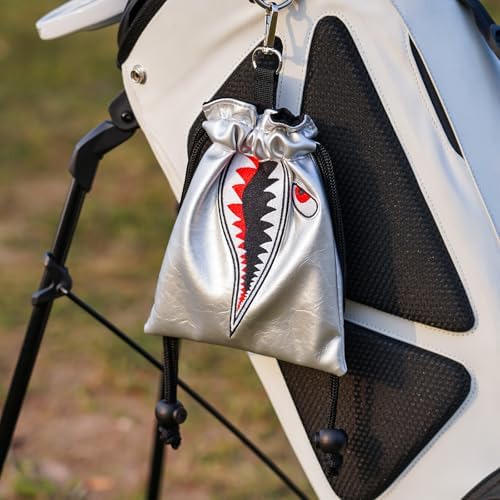 Craftsman Golf Shark Leather Valuable Drawstring Pouch Golf Tee Bag Ball Bag - Image 2
