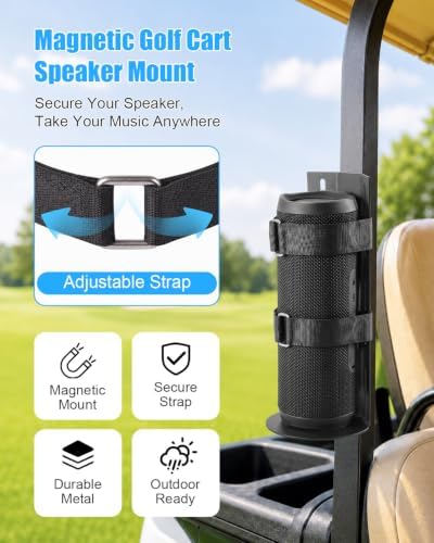 Magnetic Golf Cart Speaker Mount & Ball Holder Set, Tee Storage Rack - Image 3