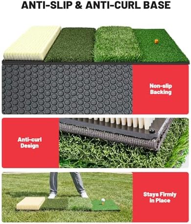 4-in-1 Golf Hitting Mat with Fairway, Sand & Tee Turf - Image 7