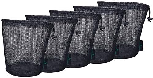 iBasingo 5-Pack Black Mesh Bag Nylon Drawstring Stuff Sacks BVP03 by iBasingo
