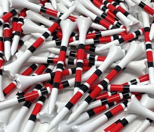NorthPointe 3 ¼” Golf Tees Plastic – White w/Red or Green Stripes by NorthPointeGolfTees