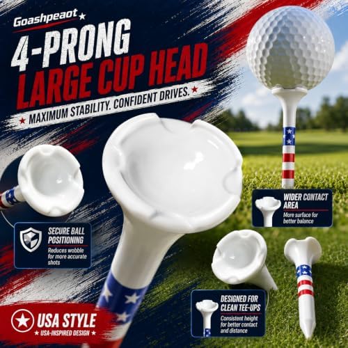 4-Prong Large Cup Head with 3-Line Height Guide Golf Tees 115 Pack, 70 x 3-1/4" - Image 3