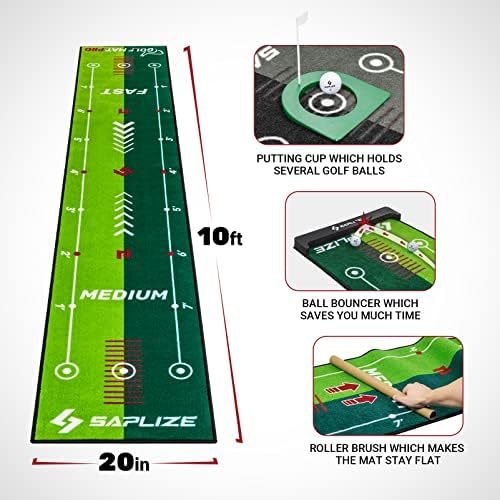 SAPLIZE Golf Putting Mat with Alignment Mirror, Two-Speed Golf Practice Mat - Image 5