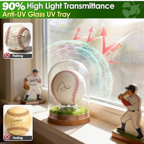 Real Glass Baseball Display Case, UV Dome - Image 4