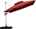 PURPLE LEAF Cantilever Outdoor Umbrella 9' x 9' Square Double Top Brick Red | by PURPLELEAF