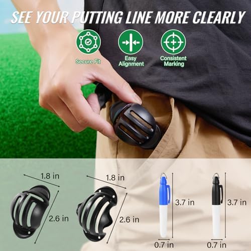4-Piece Golf Ball Marker Alignment Kit, Stencils & Pens - Image 6