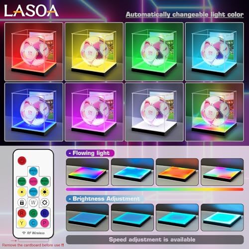 LASOA Soccer Display Case with RGBW LED Light, Self-Assembly Acrylic Display Box - Image 3