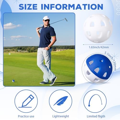 Junkin 50 Pack Practice Golf Balls Limited Flight Plastic Impact Golf Balls - Image 2
