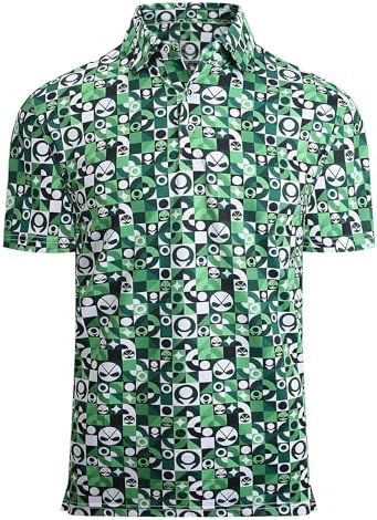 Alex Vando Mens Golf Shirt Moisture Wicking Print Performance Polo Shirt by AlexVando