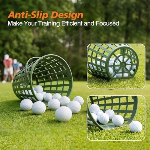 2 Pack Non-Rolling Golf Ball Basket, Golfball Container Bucket - Image 4
