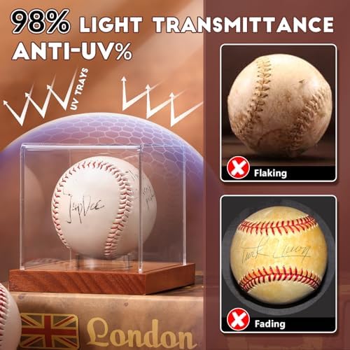 JupDec Baseball Display Case 4 Pack, Autograph Baseball Stand Box - Image 4