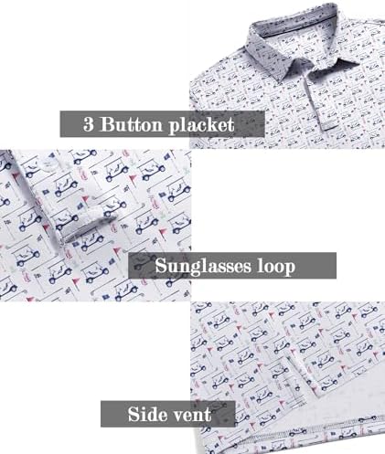 ZITY Men's Golf Shirts Short Sleeve Print Patterns Casual Collared Polo - Image 5