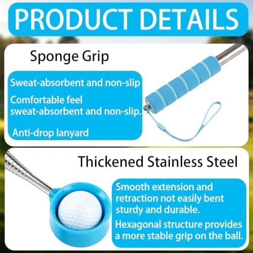 2 Pack Telescopic Golf Ball Retriever, Stainless Steel Shaft, Non-Slip Grip - Image 5