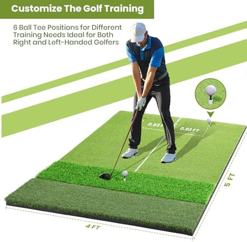 5x4ft & 6x4ft Extra Large Golf Hitting Mat, 26mm Thick Tri-Turf Golf Practice - Image 5
