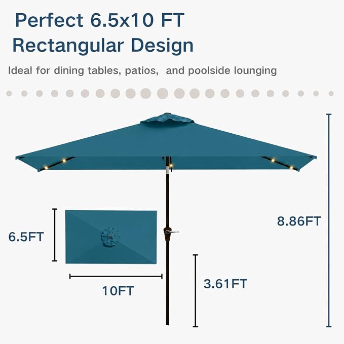 6.5 x 10ft Rectangular Patio Umbrella - Image 3