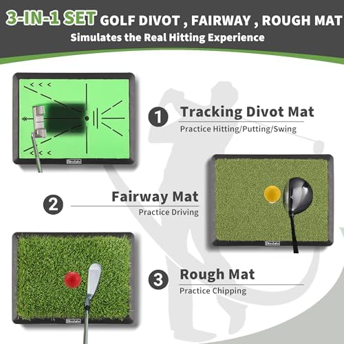 Fanshaw Portable Golf Mat with Swing Path Trajectory, 3-in-1 Hitting Mat - Image 2