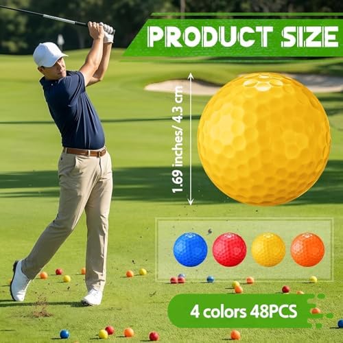 Vinsot 48 Pcs Golf Balls Bulk Solid Rubber Golf Soft Training Balls - Image 2