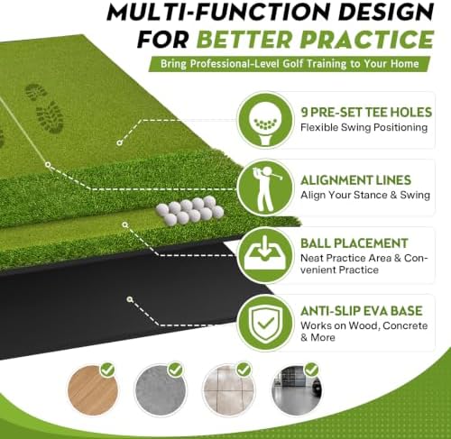 6x4ft Premium Golf Hitting Mat Dual/Tri-Turf - Image 3