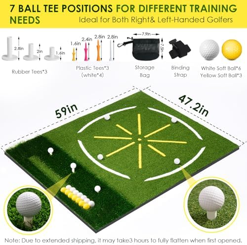 Dual Turf Golf Mat 5x4FT/6x4FT, Golf Hitting Practice Mat - Image 2