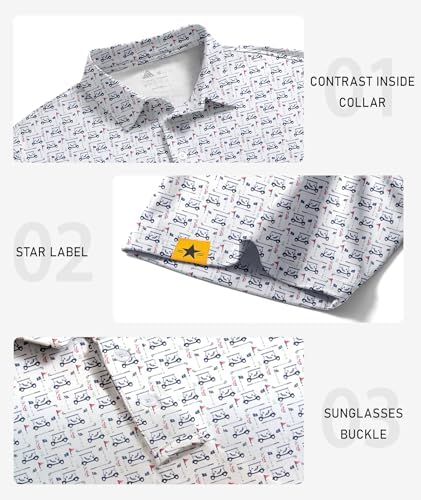 ZITY Mens Golf Polo Shirts Short Sleeve UPF 50+ Moisture Wicking Tshirt - Image 3