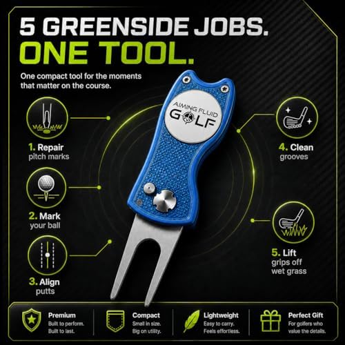 Golf Divot Repair Tool — 5-in-1 Golfing Ball Marker, Pitch Mark Repair - Image 2
