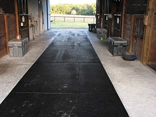 American Floor Mats - Heavy Duty Stall Tiles - Stable/Horse Flooring - Thick, Durable Rubber Solid Black 6 Border Tiles 1/2" Thick Expansion Set