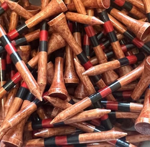 Premium Bamboo Golf Tees Dark Stain w/Colored Stripes by The+Golf+Club+Trader