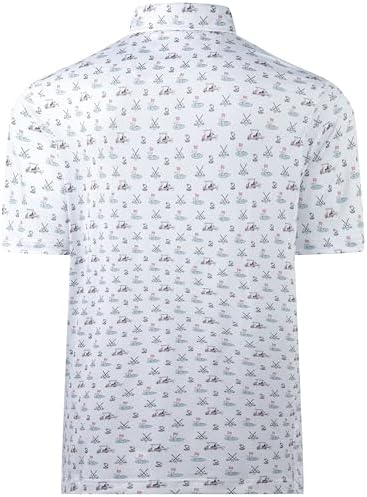 Mens Golf Shirt Short Sleeve Dry Fit Print Moisture Wicking Performance - Image 3